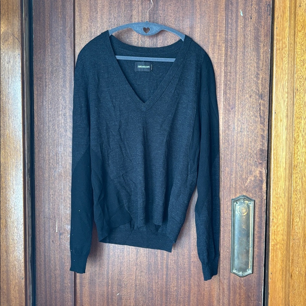 Zadig & Voltaire Ready M Spi Colorblock Merino Wool Sweater M black/charcoal